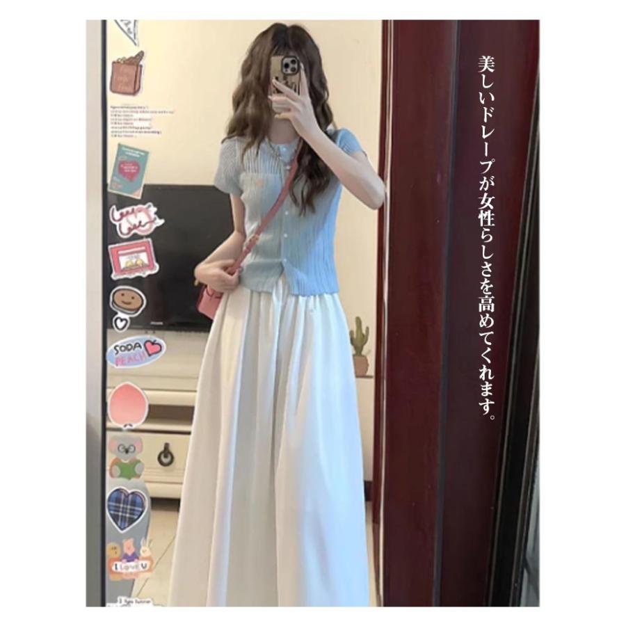 ウエストゴム ロングスカート 涼感 スカート 短め丈 A字 接触冷感