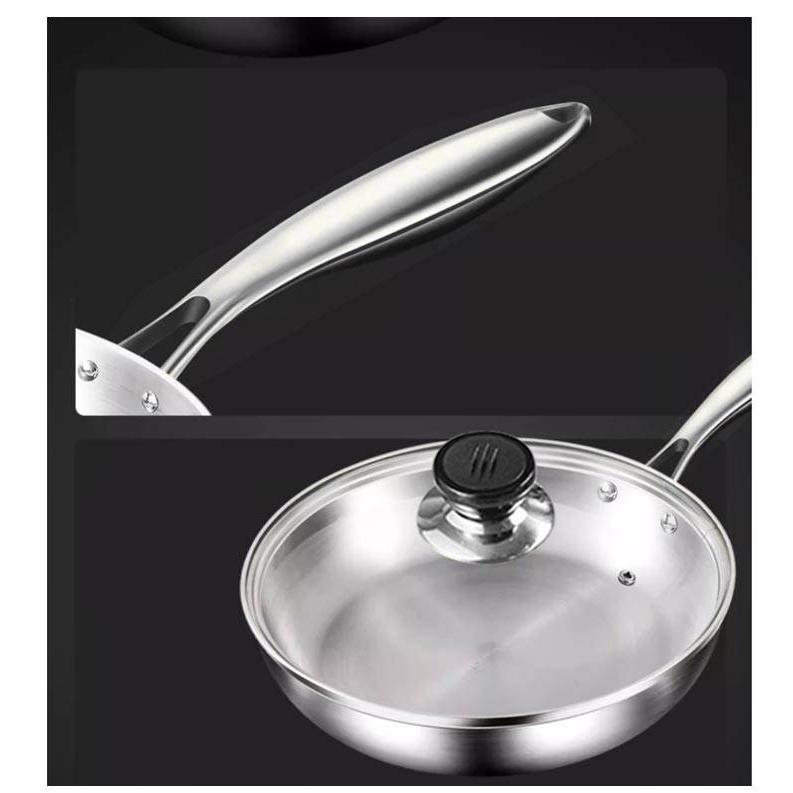 美品 10年保証フライパン28cm IH&直火 2つ&ガラス蓋 直火 フライパン IH 26cm 28cm 30cm ステンレス制 おしゃれ 長い
