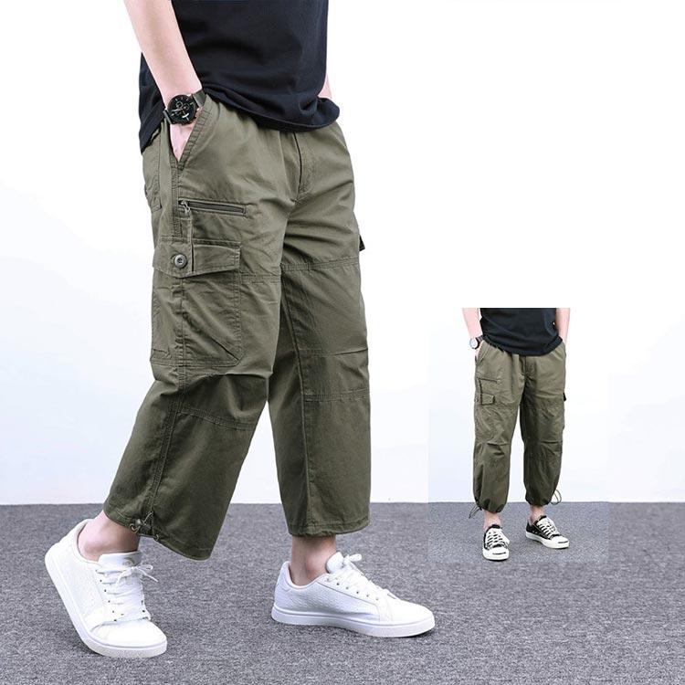 8分丈パンツ 綿 綿100 パンツ 八分丈 8分丈パンツ メンズ ゆったり コットン カーゴパンツ ワイドパンツ クロップドパンツ ハーフパンツ 膝