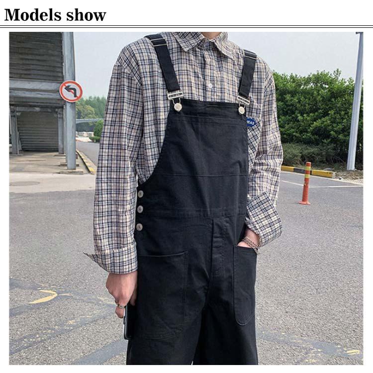 オーバーオール 薄手 メンズ サロペット 作業着 ゆったり カーゴパンツ