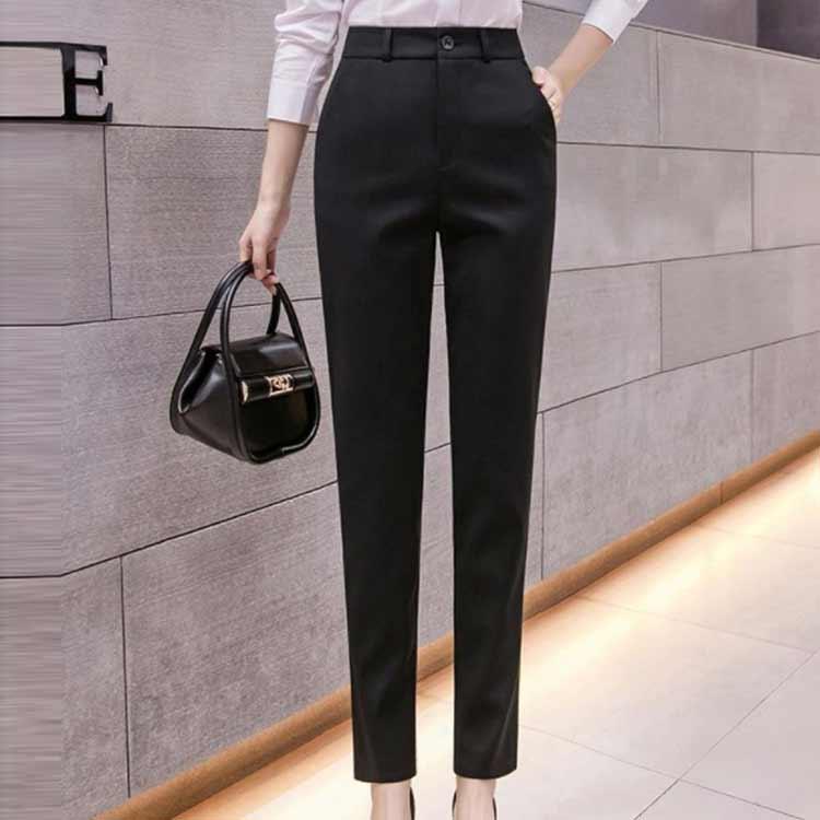 レディース 黒パンツ ストレッチパンツ スラックス パンツ 九分丈