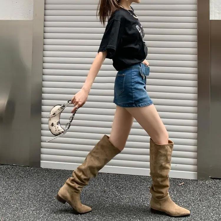 くしゅくしゅブーツ くしゅくしゅブーツレディースチャンキーヒール