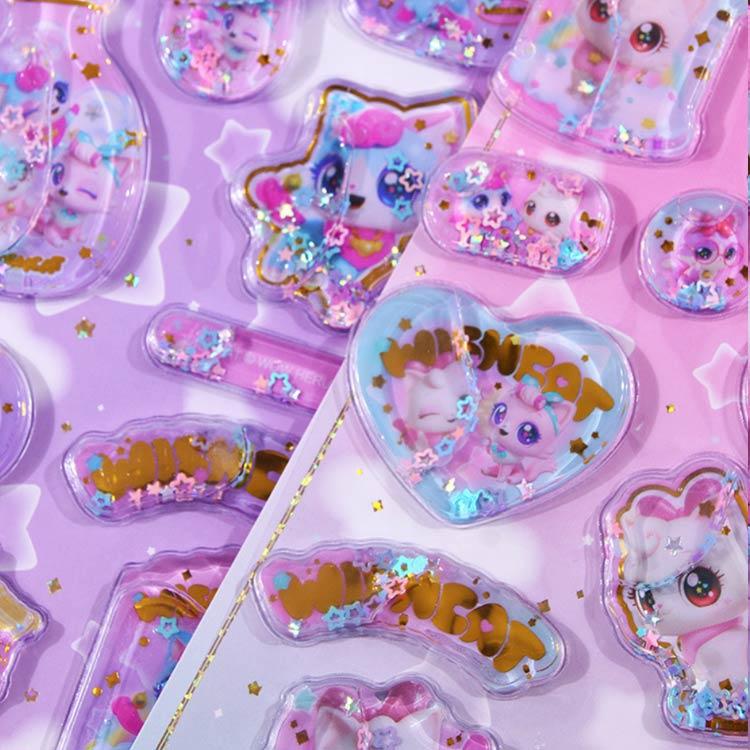 3D立体 6枚セット 水入りシール ぷっくりシール ノート ご褒美シール