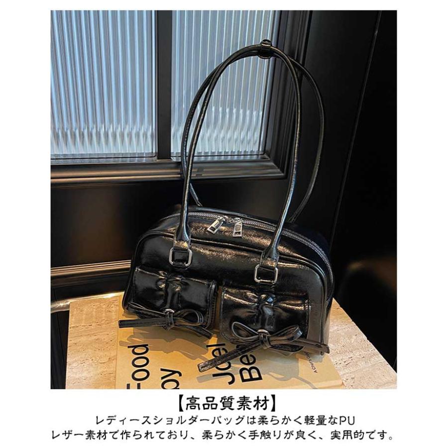ハンドブック　ブラック　レザー　ショルダーバッグ　ロゴ　高級感　レディース ショルダーバッグ 高級感 レディース おしゃれ PU 蝶ネクタイ レザー調