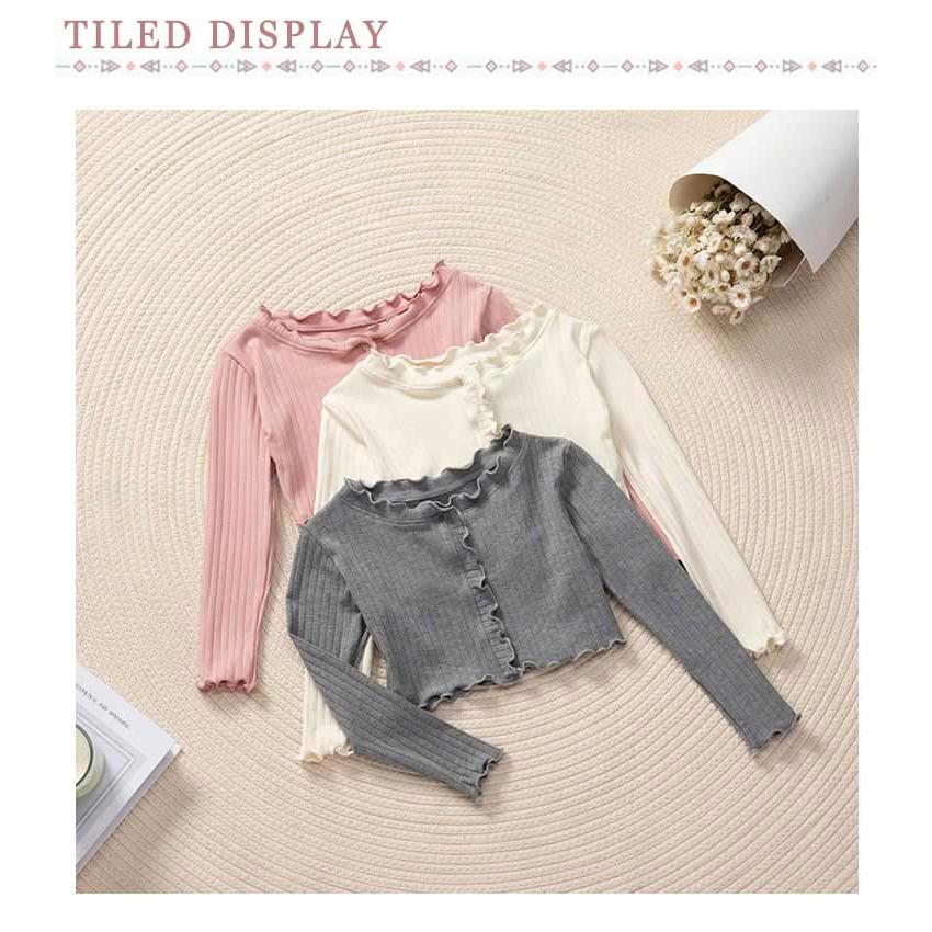 レッスン バレエ ニット リブ トップス キッズ 長袖 薄手 社交ダンス