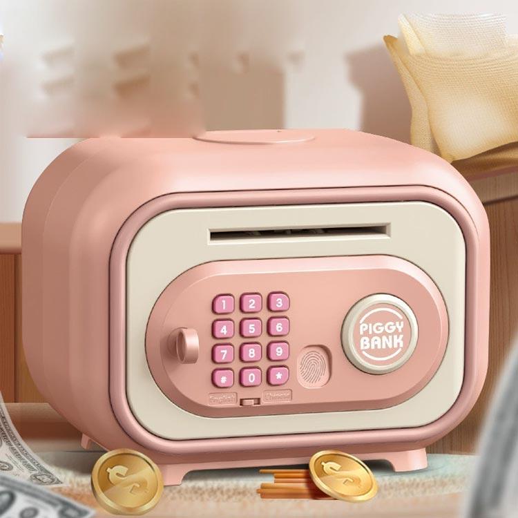 指紋認証 金庫型 電子バンク 玩具 子供用貯金箱 ATM おもしろ 音楽付き