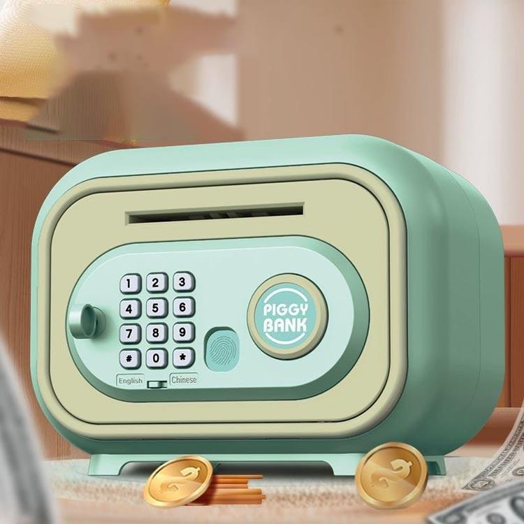 指紋認証 金庫型 電子バンク 玩具 子供用貯金箱 ATM おもしろ 音楽付き