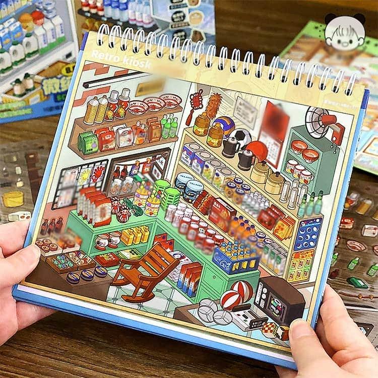 おもちゃ シーンシール ピンセット付き ステッカー 立体シール 手帳