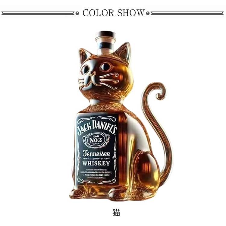 ウィスキーボトル 猫 キャット 動物柄ガラス容器 耐熱ガラス製