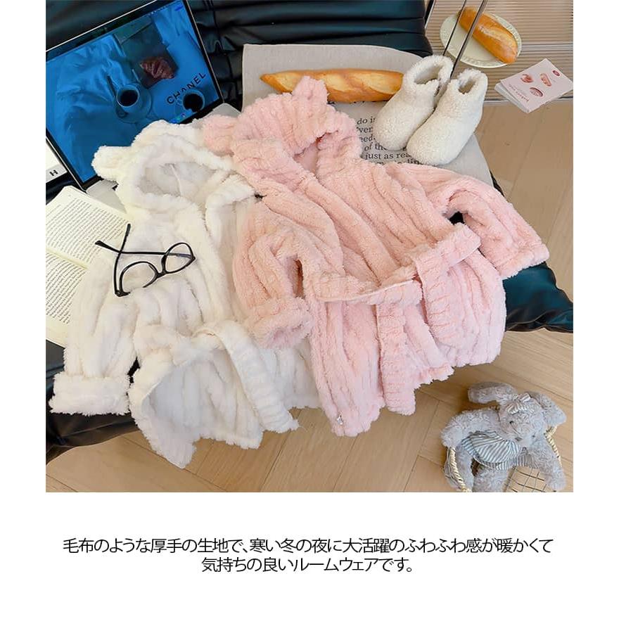 冬 もこもこ ふわふわ フード付き 90-150cm 子供パジャマ 寝巻き