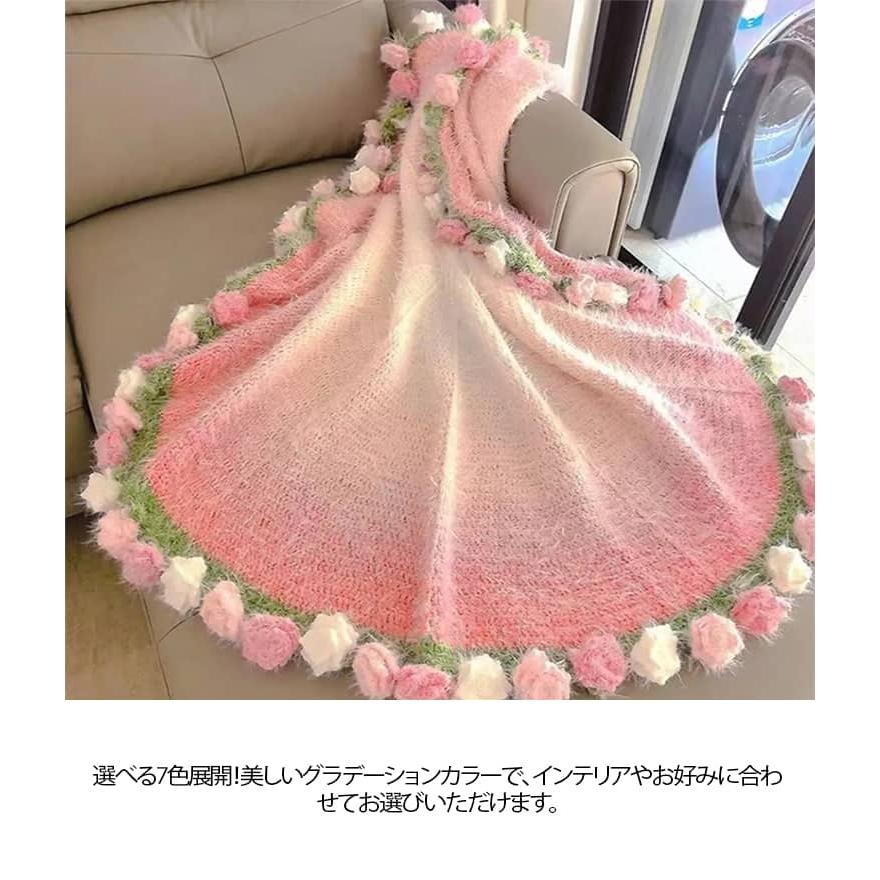 未完成品 花束ブランケット 手作り セット かぎ針編みキット バラの