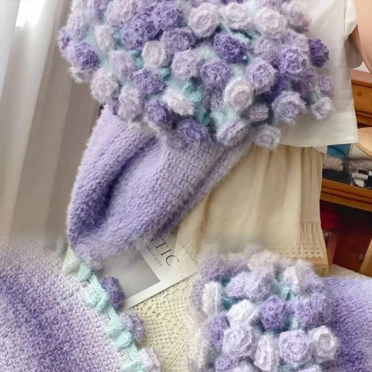 未完成品 花束ブランケット 手作り セット かぎ針編みキット バラの