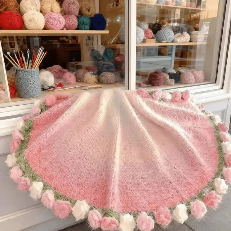 未完成品 花束ブランケット 手作り セット かぎ針編みキット バラの