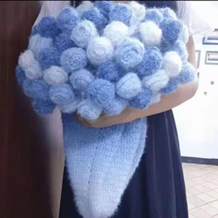 未完成品 花束ブランケット 手作り セット かぎ針編みキット バラの