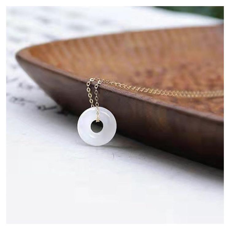 送料無料】ネックレス ステンレス ゴールド ヒスイ 天然石 チェーン