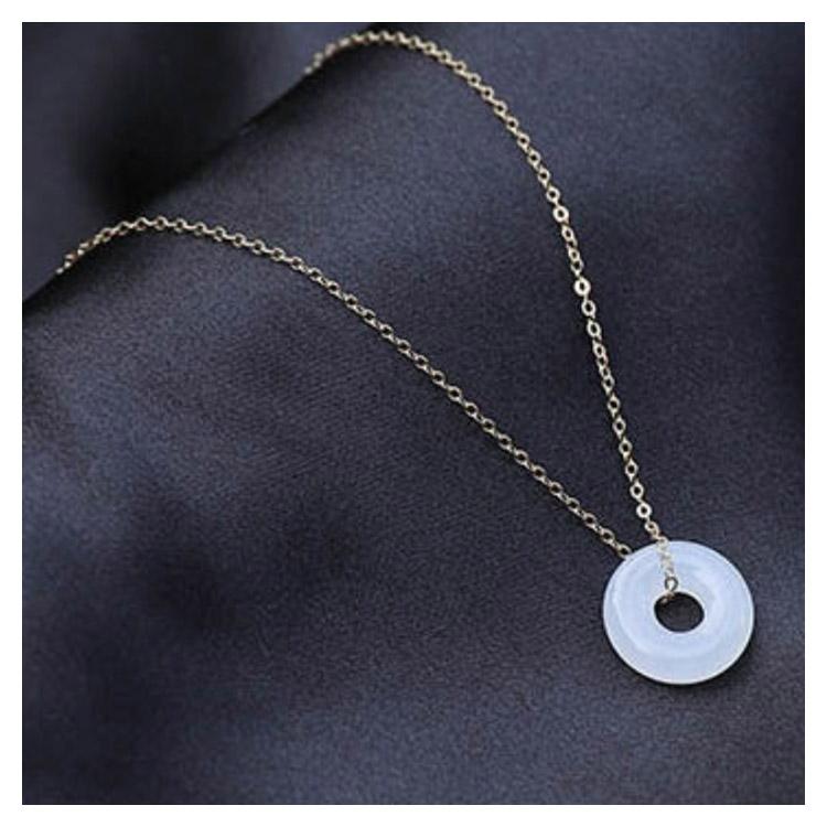 送料無料】ネックレス ステンレス ゴールド ヒスイ 天然石 チェーン