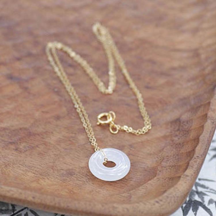 送料無料】ネックレス ステンレス ゴールド ヒスイ 天然石 チェーン