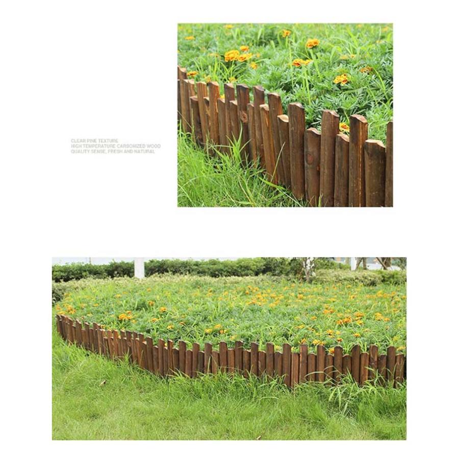 ガーデニング　ログエッジ　木製フェンス　8本セット タカショー 花壇フェンス ガーデンエッジ ブラウン（大） 20×100cm