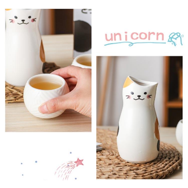 陶器 おちょこ 徳利 セット 3点セット お猪口 ぐい呑み とっくり ネコ