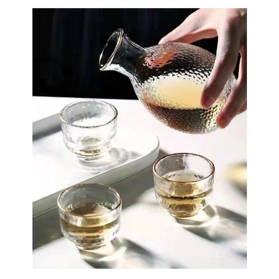 おちょこ 徳利 セット 6点セット ガラス 半透明 酒器セット 酒燗器