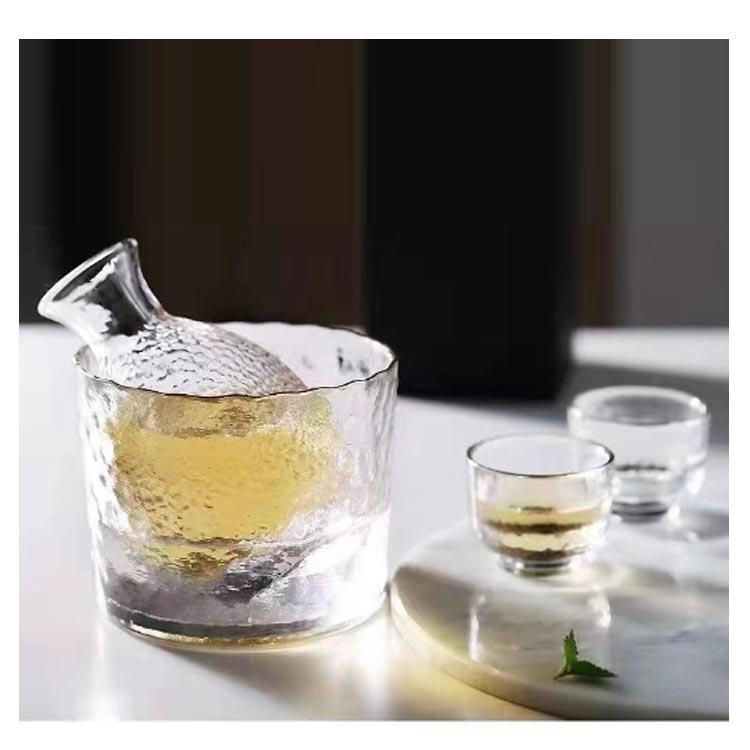 おちょこ 徳利 セット 6点セット ガラス 半透明 酒器セット 酒燗器