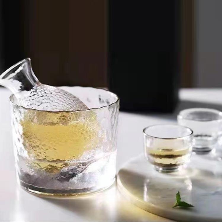 おちょこ 徳利 セット 6点セット ガラス 半透明 酒器セット 酒燗器