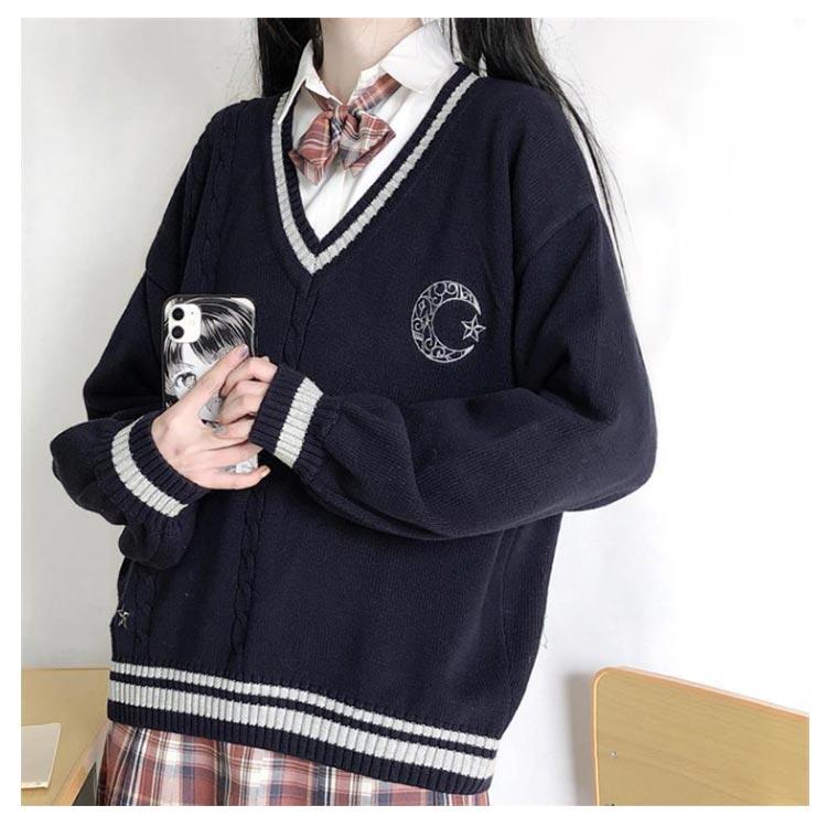 スクール セーター 高校生 女子 洗える 制服 vネック 長袖 ニット 学生  