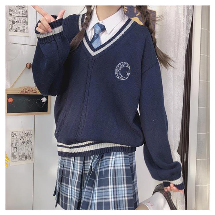 スクール セーター 高校生 女子 洗える 制服 vネック 長袖 ニット 学生  