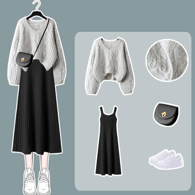 【最終値下げ】新品 ・1枚でコーデ完成✴︎ツイードレイヤードニットワンピース ツイードレイヤードニットワンピース / GRACE CONTINENTAL