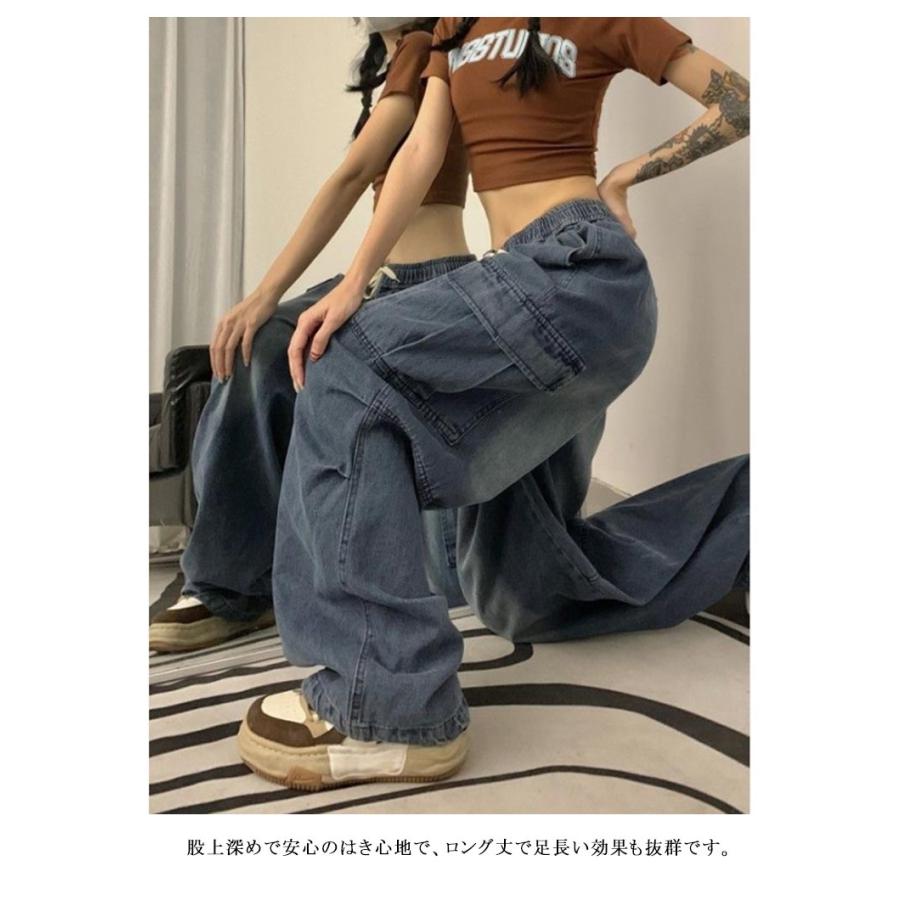 デニム カーゴパンツ ロングパンツ ジーンズ レディース ワイド