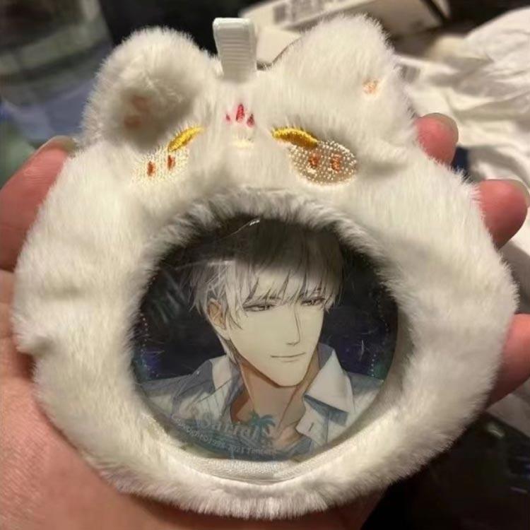 缶バッジカバー 缶バッジ もこもこ 58mm 75mm キーホルダー 透明 2個