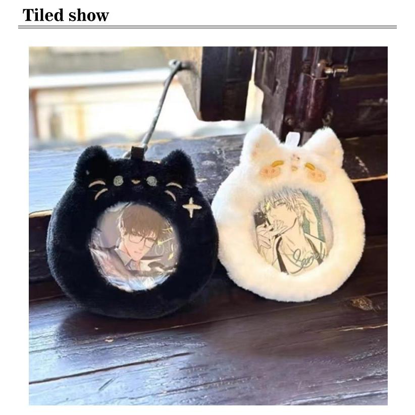 缶バッジカバー 缶バッジ もこもこ 58mm 75mm キーホルダー 透明 2個