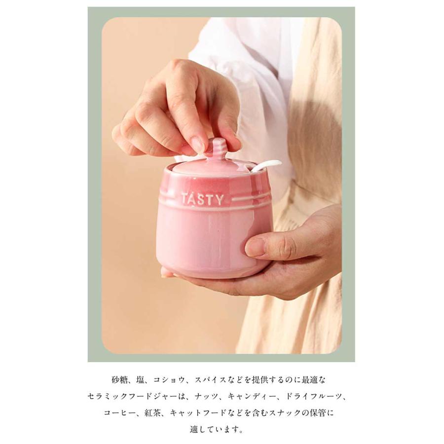 Henry Cavanagh ピンクプードル・カー　塩　コショウ入れ　陶器製 調味料入れ スプーン付き セラミック 台所 ふた付き 保存容器 シュガー