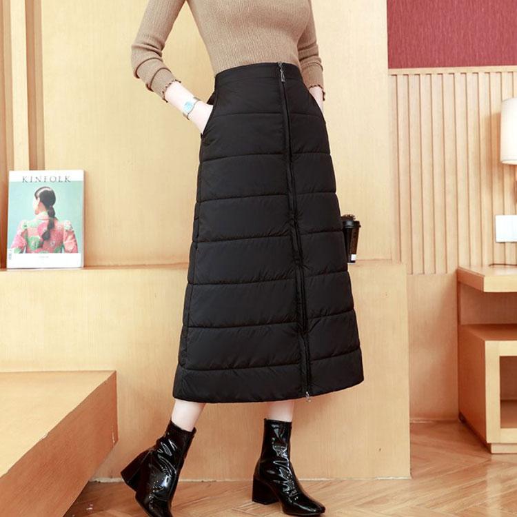 巻きスカート 中綿スカート ロング丈 キルティングスカート ダウン風