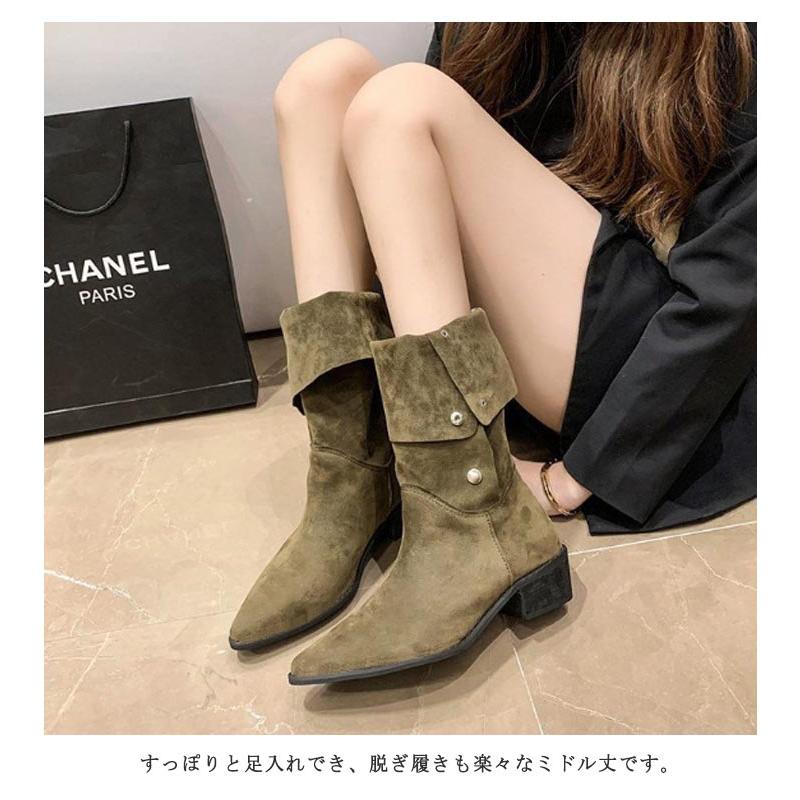 ショートブーツ レディース ウエスタンブーツ ミドルブーツ ウエスタン 