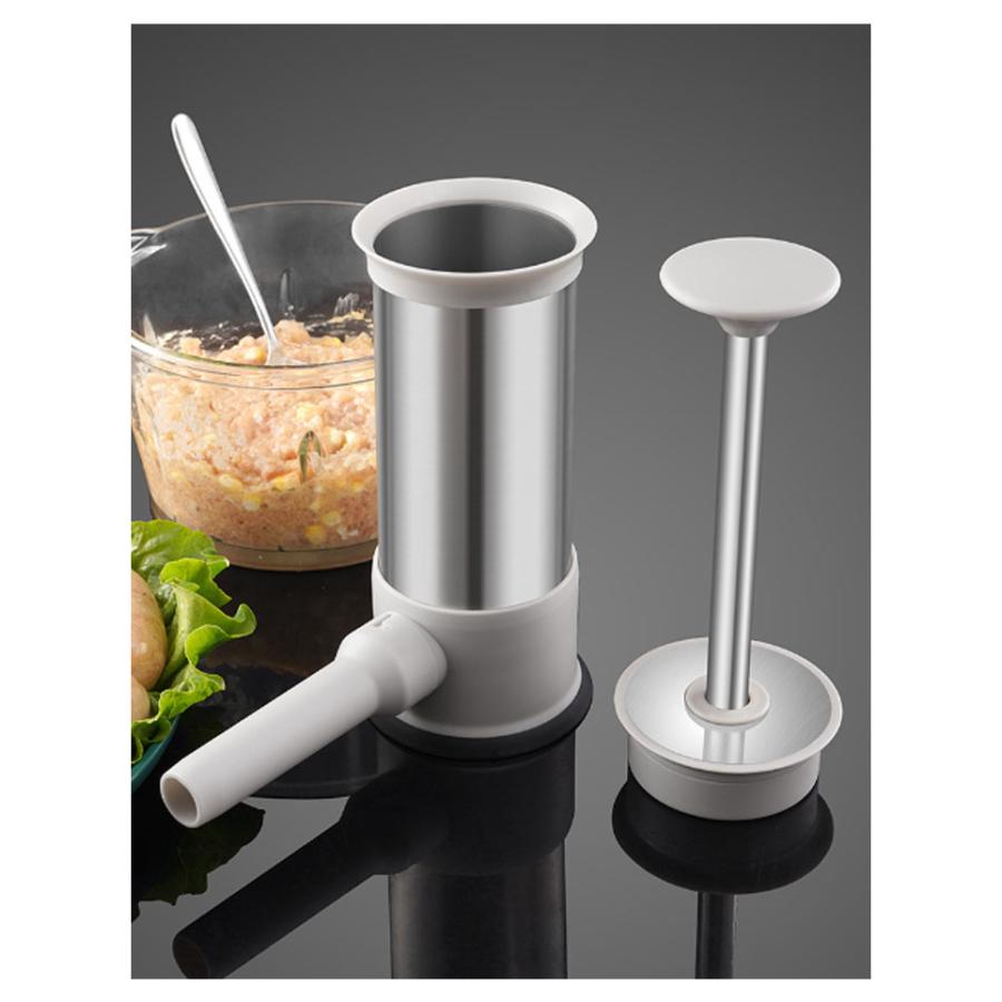 ソーセージメーカー ステンレス製 腸詰め器 4つ違いサイズのノズル付き