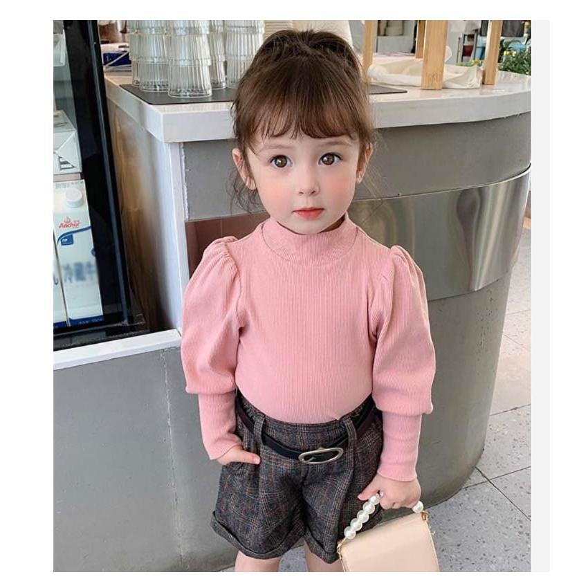 パフスリーブニット ニット 裏起毛 暖かい セーター チュニック カットソー リブニット 長袖 子供服 キッズ服 女の子 バルーンスリーブ ボリューム｜atak｜17