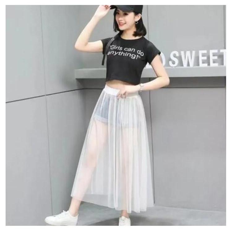 2枚セット！透け感 チュールスカート レディース スカート 重ね