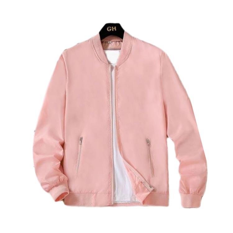 ピンク ストレッチジャケット ジッパー付き ラッシュガード ジャケット メンズ UVカット 長袖 スタジャン ブルゾン
