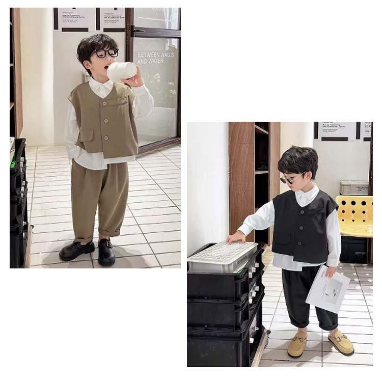 子供服 フォーマルスーツ 3点セット ベスト シャツ 長ズボン スーツ