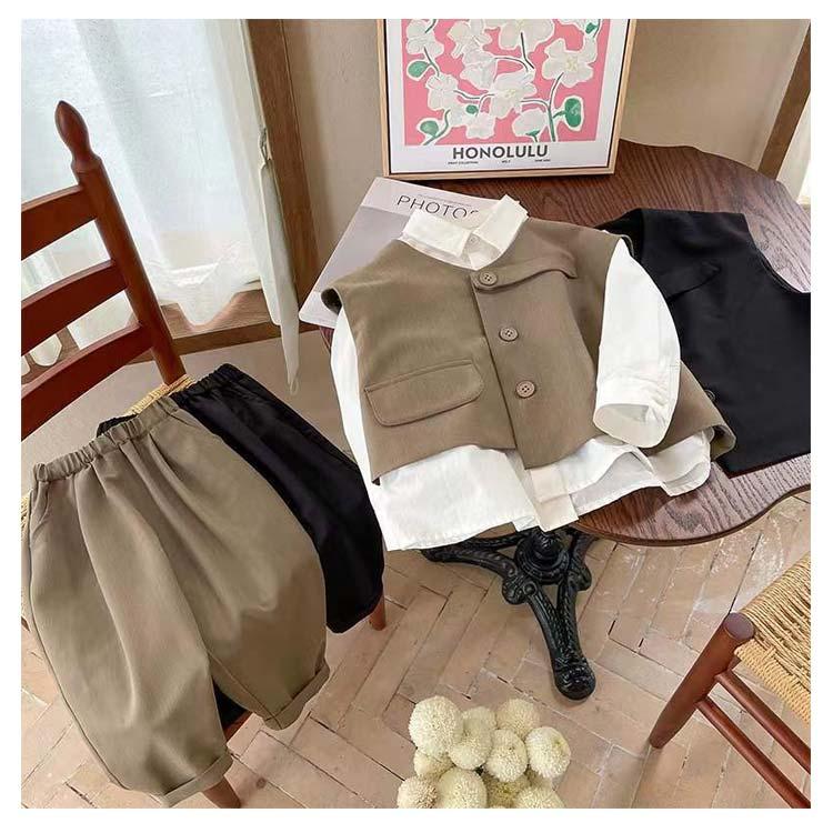 子供服 フォーマルスーツ 3点セット ベスト シャツ 長ズボン スーツ