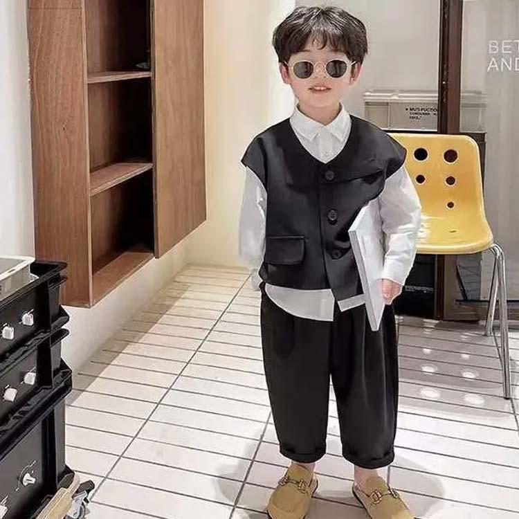 子供服 フォーマルスーツ 3点セット ベスト シャツ 長ズボン スーツ