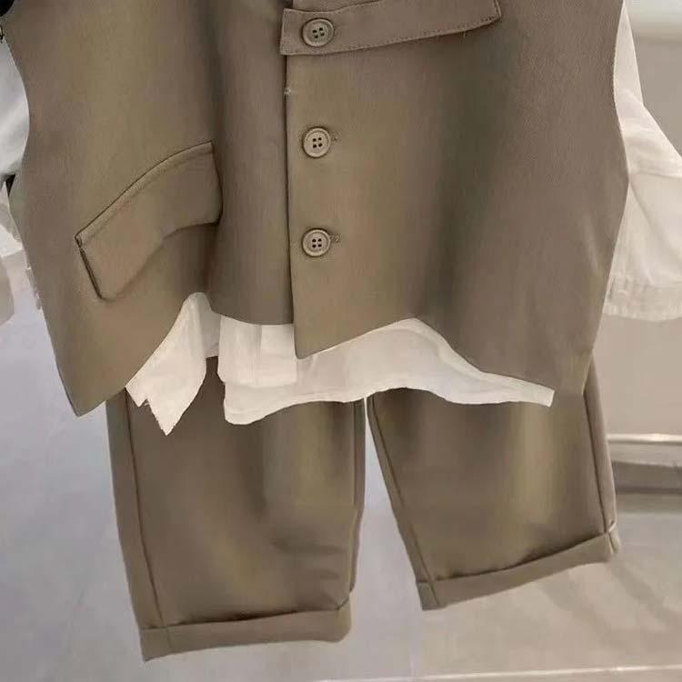子供服 フォーマルスーツ 3点セット ベスト シャツ 長ズボン スーツ