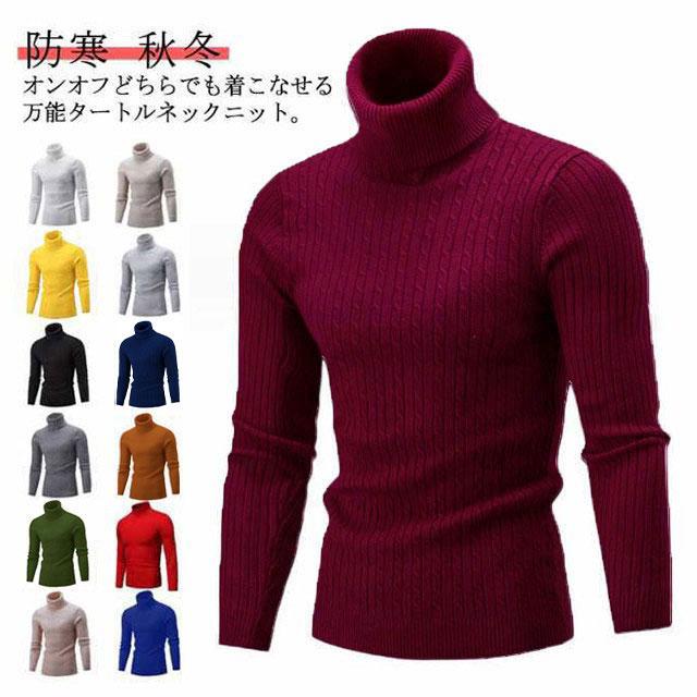 ケーブル編み タートルネック ニット メンズ 長袖 トップス セーター
