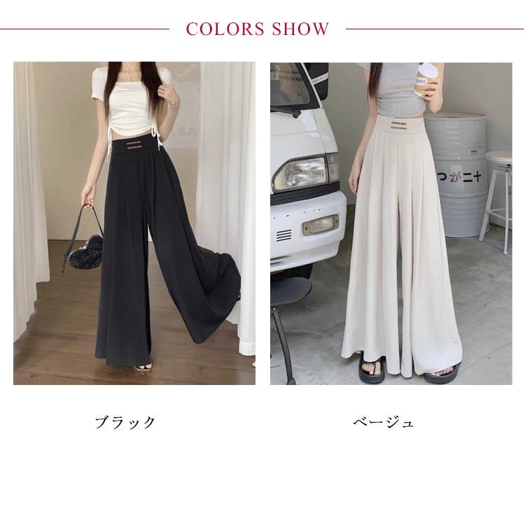 フレアパンツ スカンツ 薄手 冷感パンツ プリーツパンツ 美脚