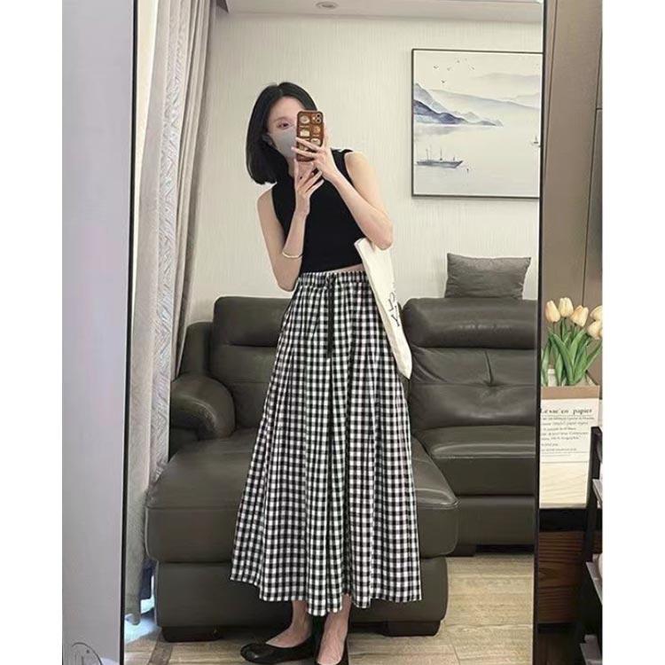 ハイウエスト ガウチョパンツ スカンツ チェック柄 スカーチョ 春夏