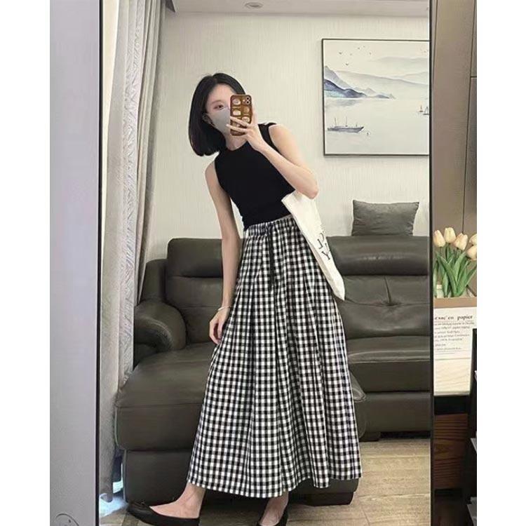 ハイウエスト ガウチョパンツ スカンツ チェック柄 スカーチョ 春夏
