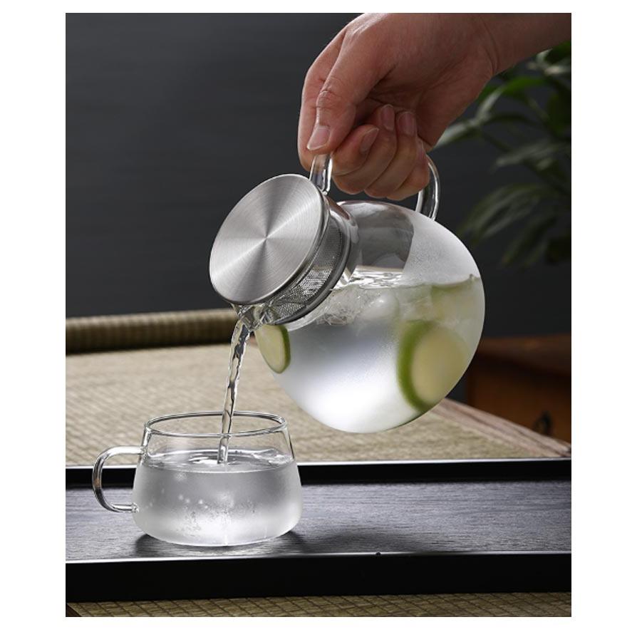 ガラス急須 1L ティーポット ミルクピッチャー 直火可 緑茶 ティー