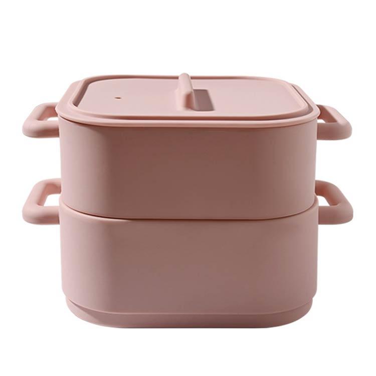 レンジ調理器 角型 シリコンスチーマー 鍋 蓋付き シリコン 蒸し鍋