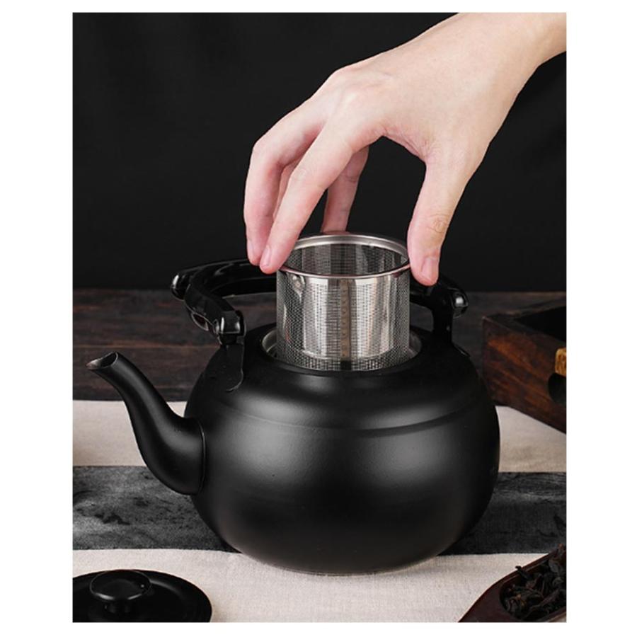 新品未使用 鉄瓶 2000ml 黒色 ステンレス茶こし付き 湯沸かし 茶器 茶器 ステンレス やかん 茶こし付き 大容量 1.5L おしゃれ 広口 ヤカン